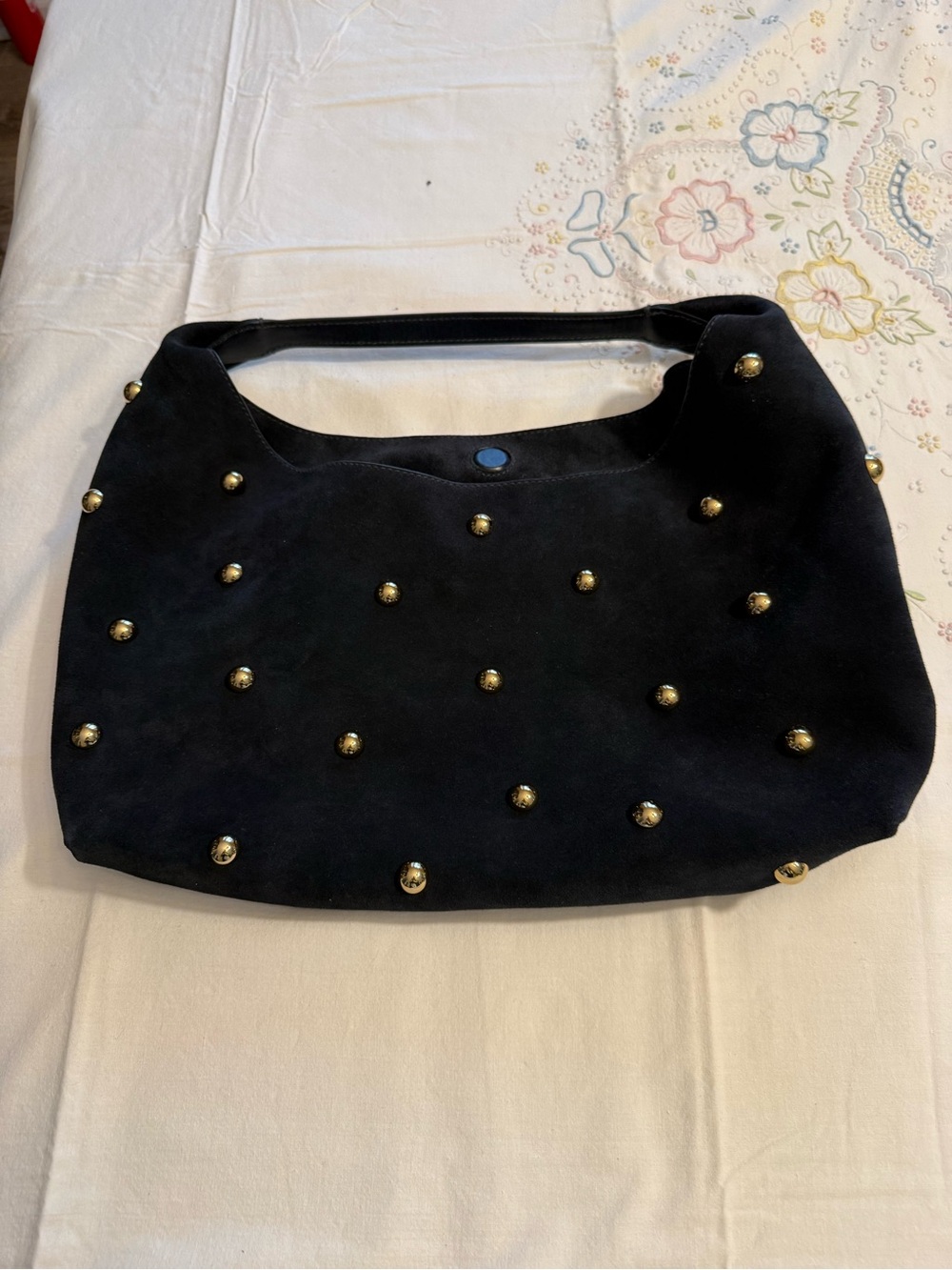 Madewell Black Suede Shoulder Bag with Gold Studs - Picture 2 of 4
